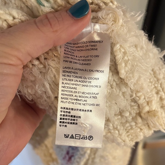 anthropologie Margo Rainbow Sweater Cardigan White Multi Medium Soft Knit - Picture 4 of 9